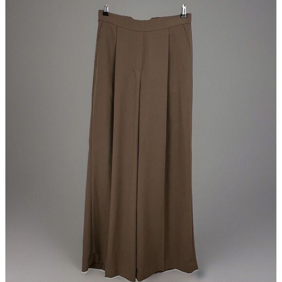 SPANX Crepe Pleated Trouser Pants Cedar 20542 Pull On High Rise Women M Wide Leg - Picture 3 of 13